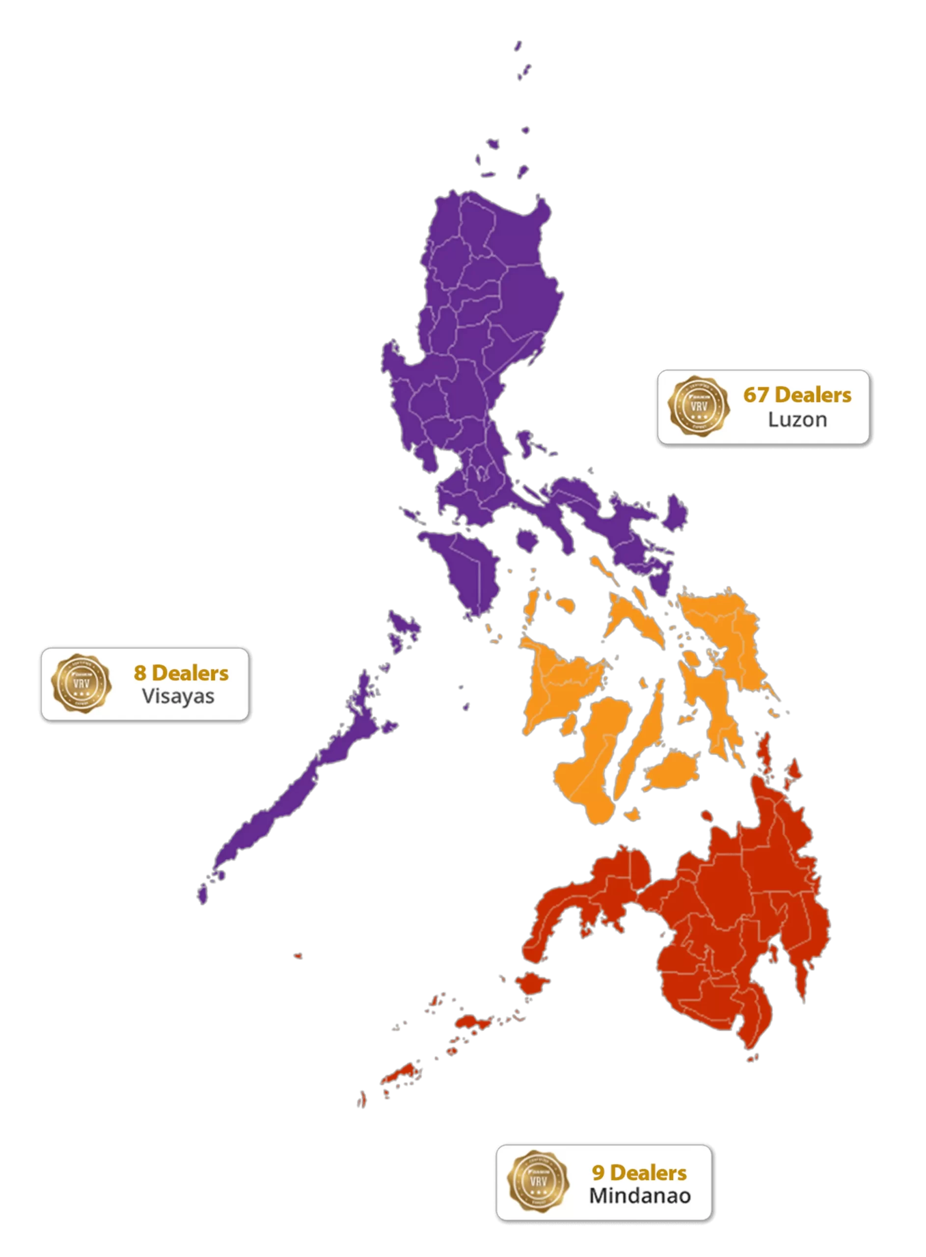 Philippines map with Daikin Variable Refrigerant Volume Expert dealers